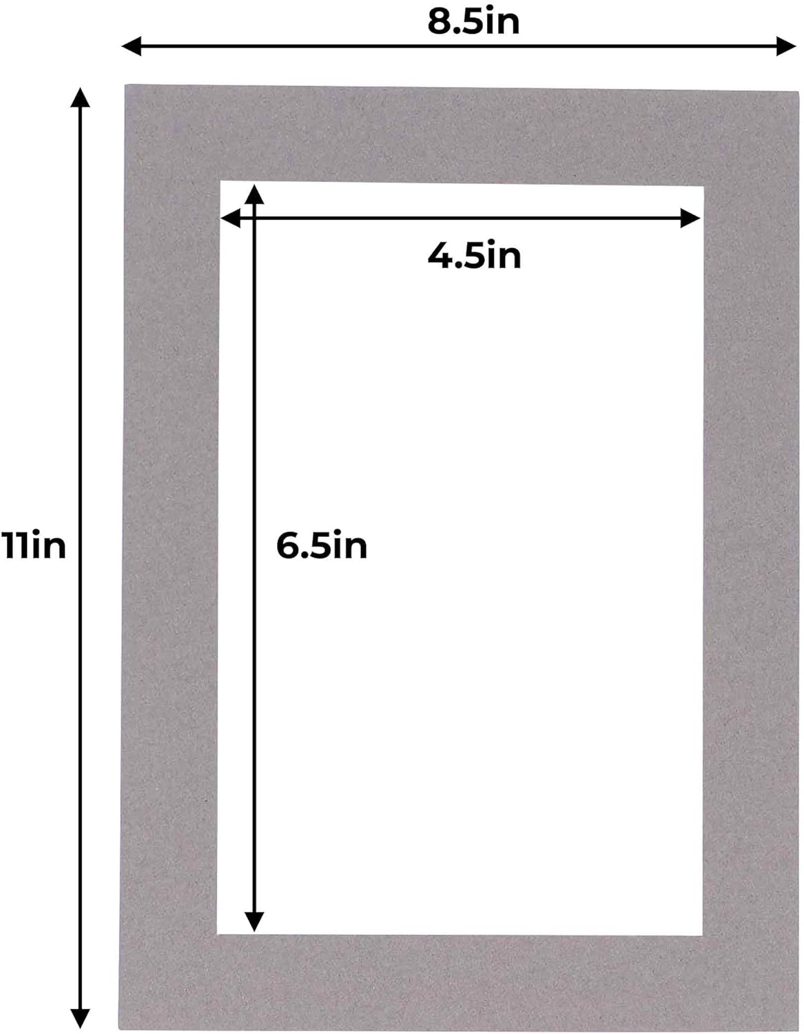 5x7 Mat for 8.5x11 Frame - Precut Mat Board Acid-Free Show Kit with Backing Board, and Clear Bags Charcoal 5x7 Photo Matte Made to Fit a 8.5x11 Picture Frame Matboard for Framing, Pack of 1 Mat