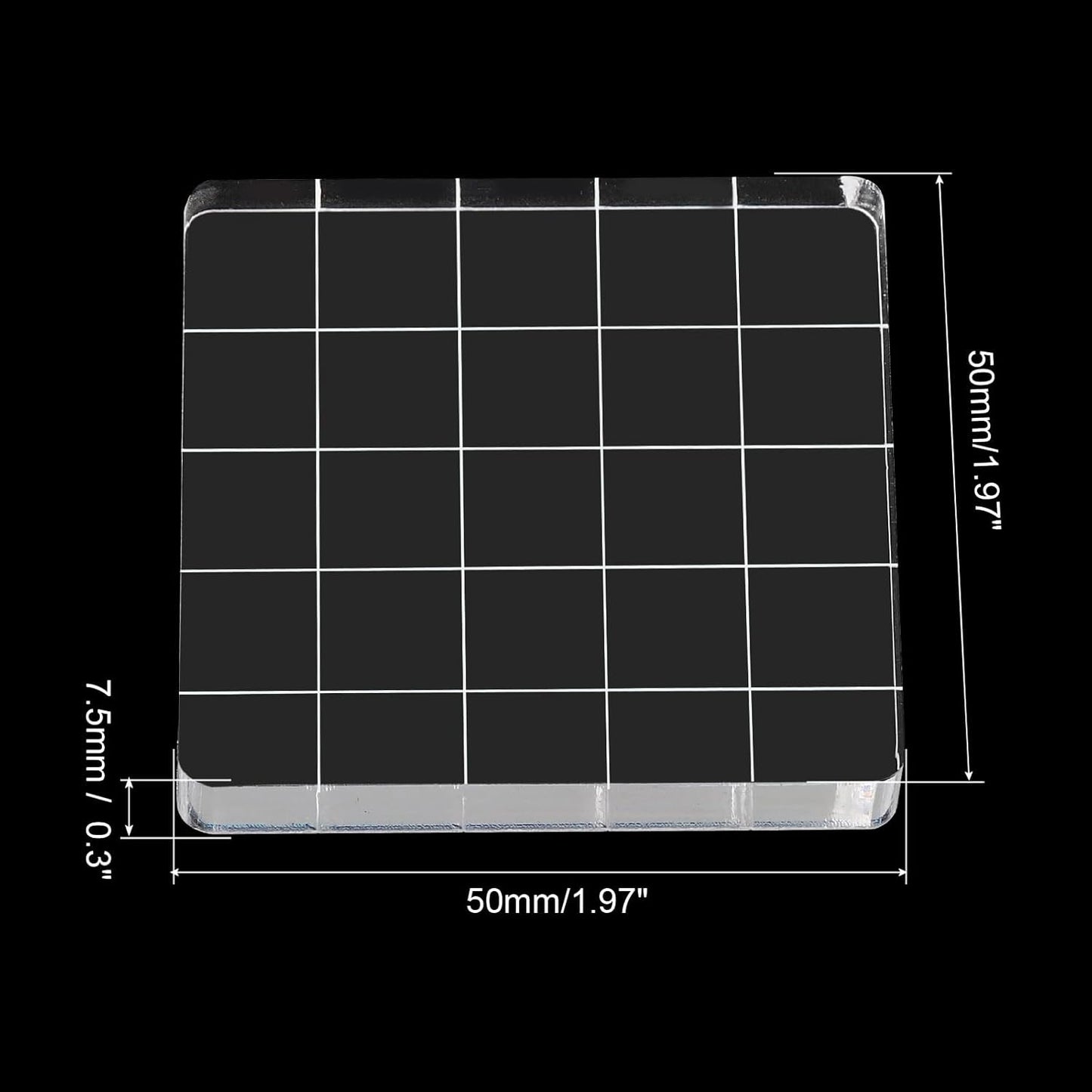 PATIKIL 2" x 2" Acrylic Stamp Block, Clear Stamping Block with Grid Lines Decorative Mounting Blocks Square for Scrapbooking DIY Crafts Card Making
