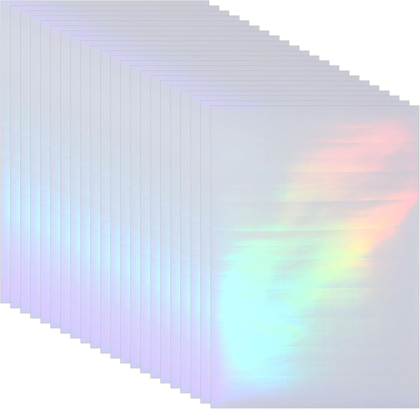 PATIKIL 8.3x5.8" Holographic Sticker Paper, 20Sheets A5 Polypropylene Self-adhesive Transparent Waterproof Laminate Overlay Film for Photo Cards Scrapbook Decorations, Laser