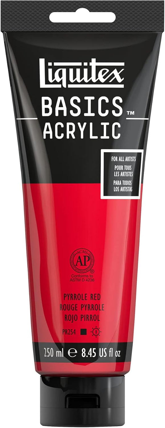 Liquitex BASICS Acrylic Paint, 250ml (8.5-oz) Tube, Pyrrole Red