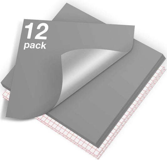 HTVRONT Silver Permanent Vinyl - 12 Pack Vinyl for Cutting Machine - 10 Sheets 12" x 12"& 2 Transfer Tape Sheets for Party Decoration, Sticker, Craft Cutter, Car Decal (Glossy)