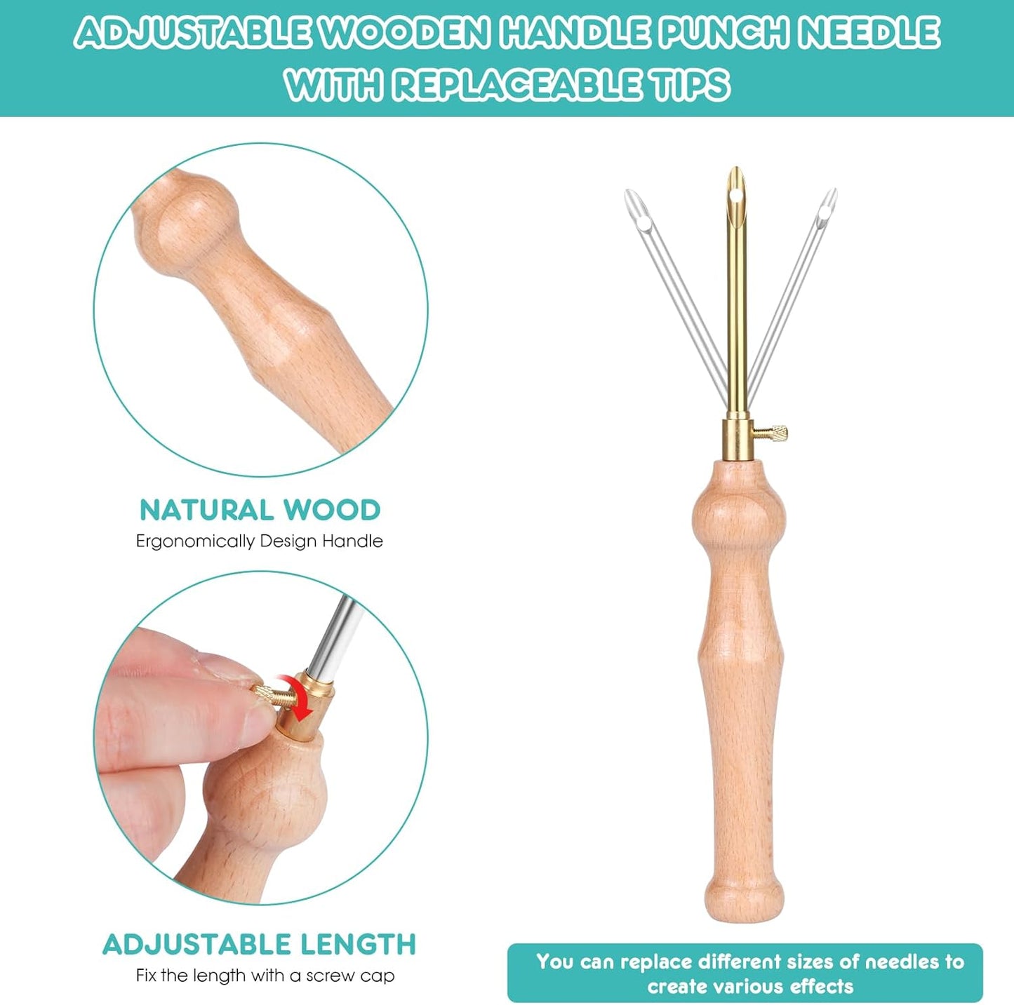 Punch Needle Kit with Storage Box, Punch Needle Tool Set for Adult Beginners, Perfect for DIY Craft,Decoration and Gifts