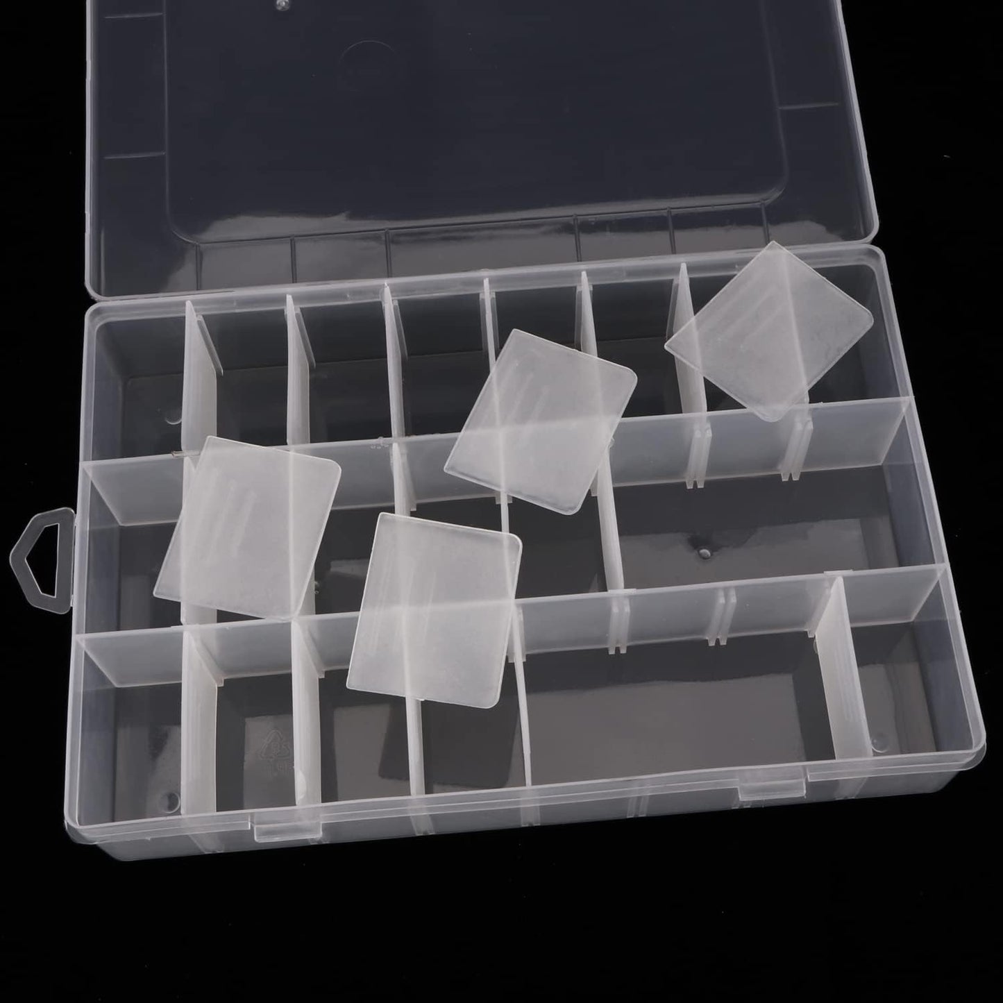 2 Pack 24 Grids Plastic Organizer Box Container Craft Storage Box with Adjustable Dividers for Beads Jewelry Fishing Tackles, Clear