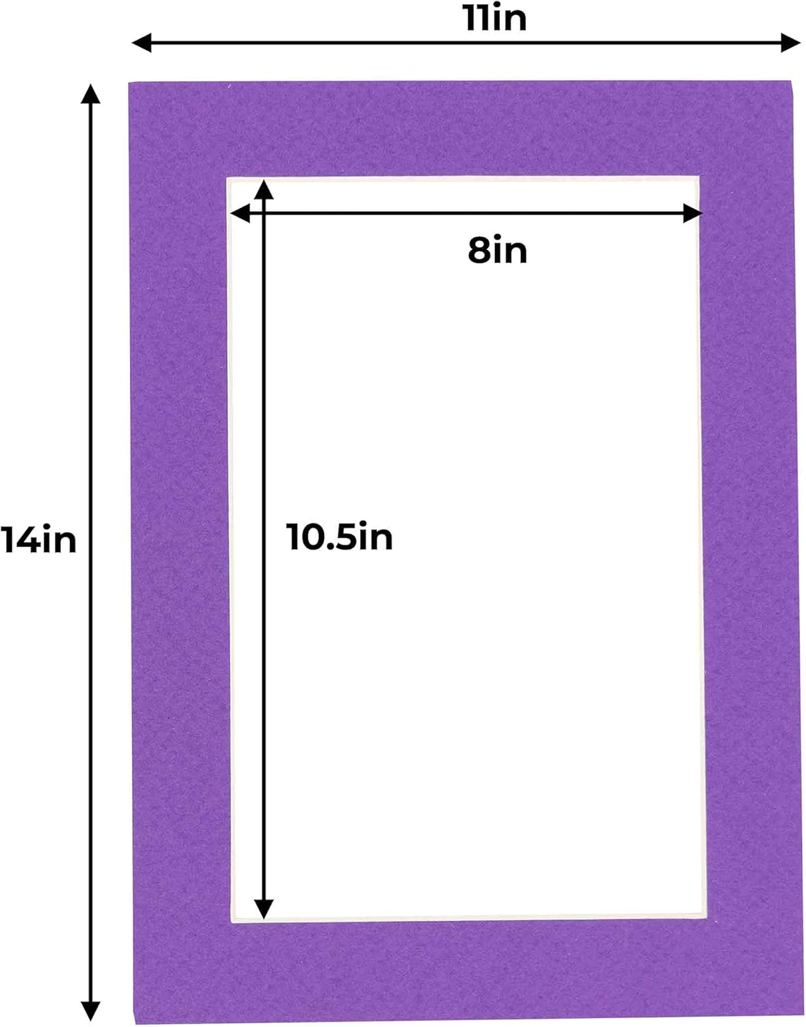 11x14 Mat for 8.5x11 Photo - Precut Purple Picture Matboard for Frames Measuring 11 x 14 Inches - Bevel Cut Matte to Display Art Measuring 8.5 x 11 Inches - Acid Free Pack of 100 MATS