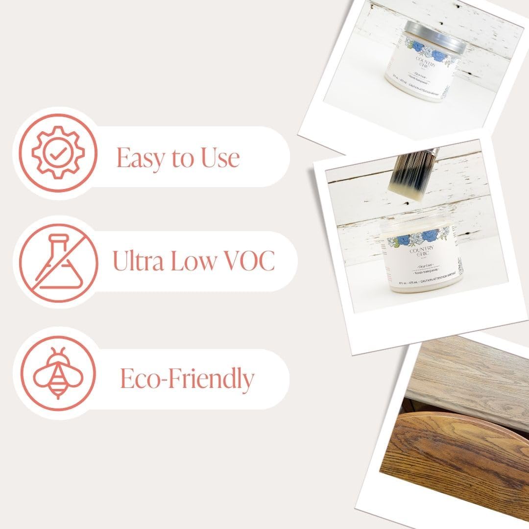 Clear Coat Pint (16oz) - Eco-Friendly Clear Satin Sheen Top Coat for Chalk Style Wood Furniture Paint, Non-Yellowing Waterproof Finish, Easy Application