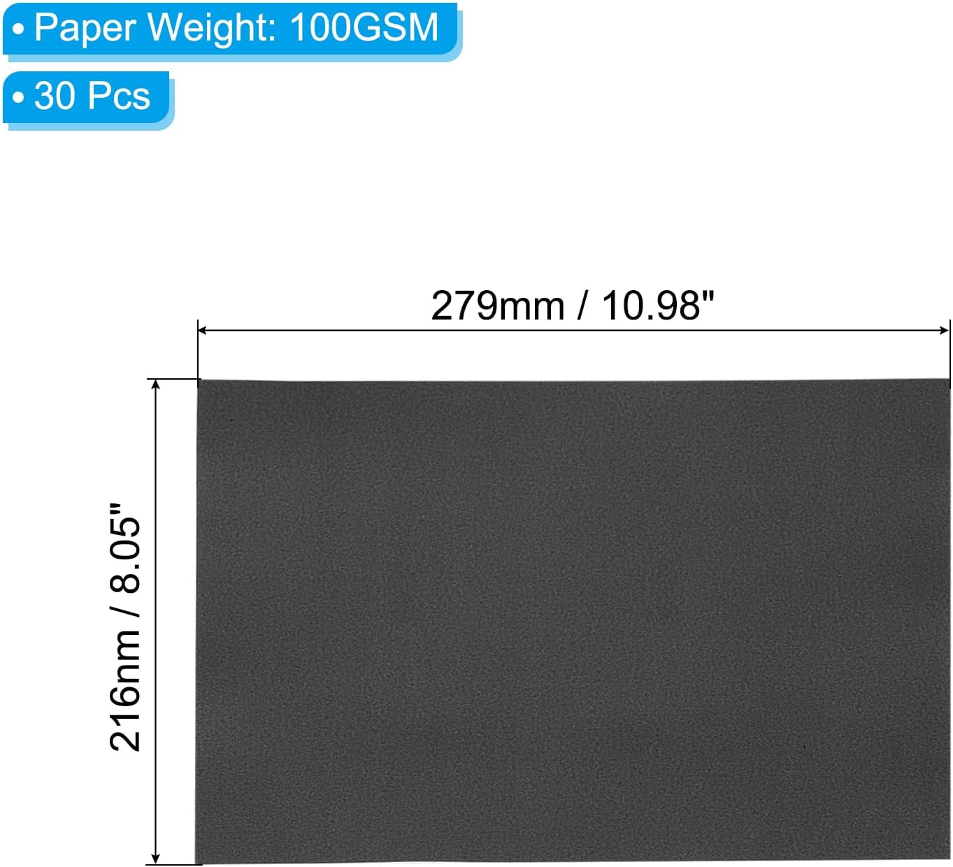 PATIKIL 30 Sheets Vellum Paper 8.5x11inches, Printable Translucent Paper 100GSM Colored for Invitations Laser Inkjet Printing Card Making Crafting Wedding Tracing, Black