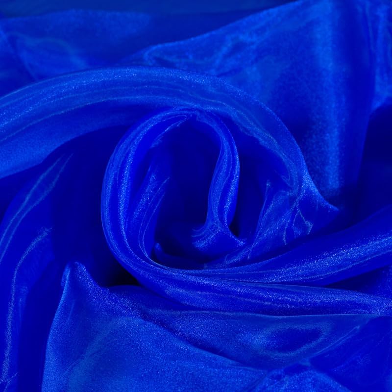 Fynite Royal Blue Organza Fabric by The Yard | 10 Yard Long | 44" Wide | Bridal Soft Sheer Organza Tulle for DIY Wedding Dress Fashion Craft Decorations