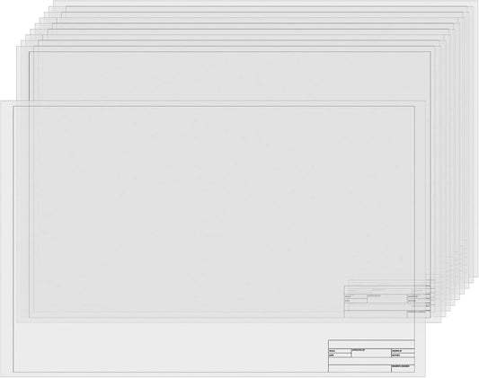 Tatuo 15 Sheets Architectural Vellum Paper 24 x 36 Inch Drafting Vellum Tracing Sheets White Semi Translucent Drafting Paper Rag with Border and Title Block for Drawing Sketching Architecture Building