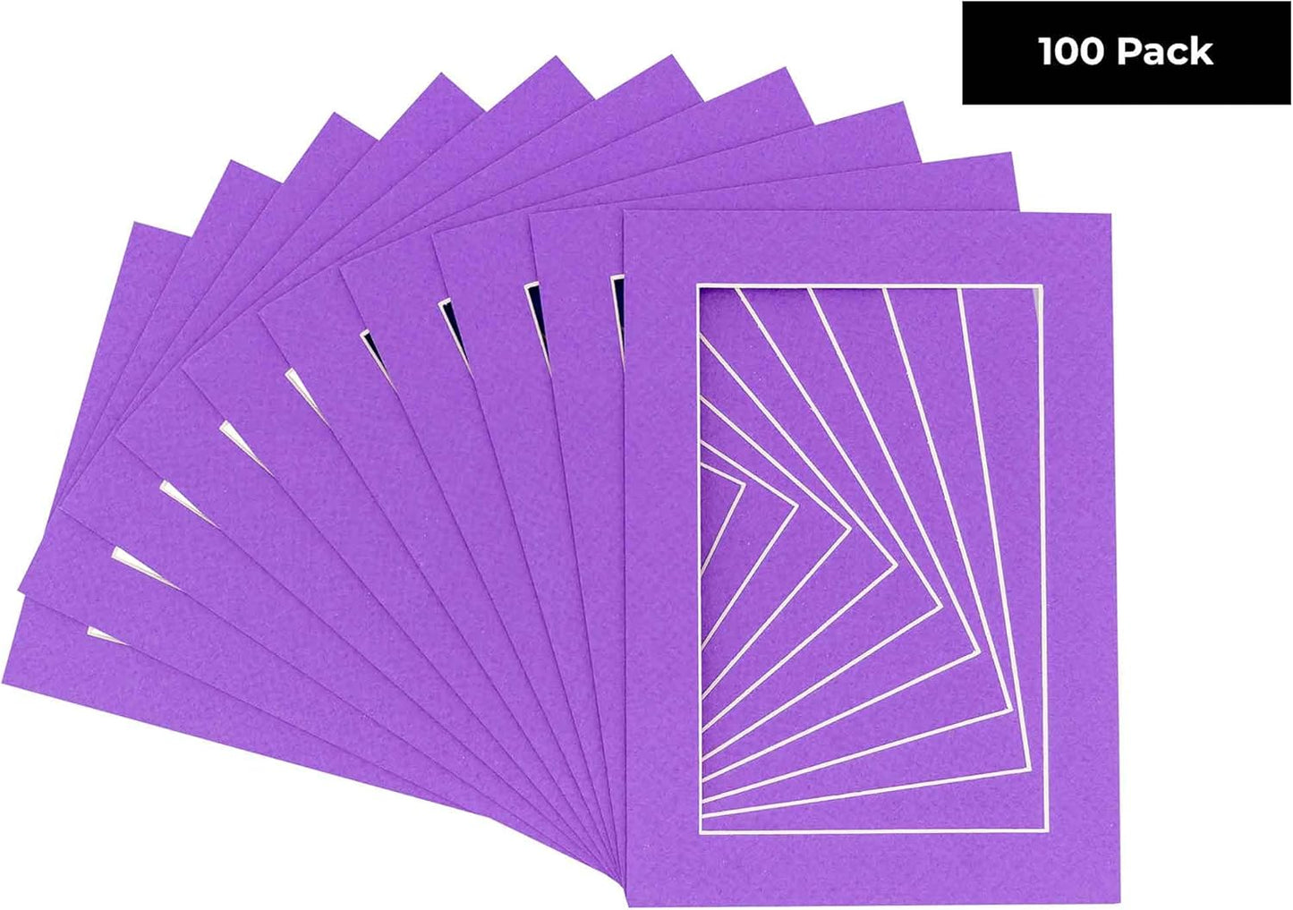 5x7 Mat for 8.5x11 Frame - Precut Mat Board Acid-Free Purple 5x7 Photo Matte Made to Fit a 8.5x11 Picture Frame, Premium Matboard for Family Photos, Show Kits, Art, Picture Framing, Pack of 100 Mats