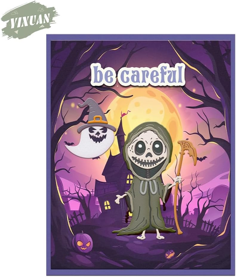 Halloween Clear Silicone stampReusable Stamp with Pumpkins, Skulls, Bats, Santa Claus, and Holiday Designs. Used for Making Cards, scrapbooks, and DIY templates (Halloween Grim Reaper)