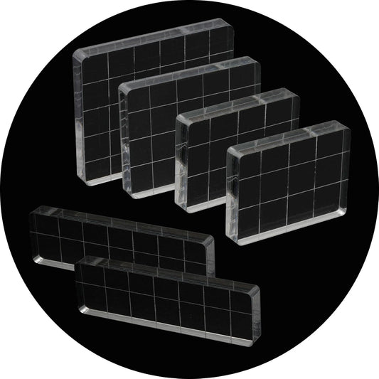 Pine & Linen 6 Pack Clear Stamp Blocks, Acrylic Tools Grid Lines Set, Scrapbooking Crafts for DIY Crafts/Scrapbooking/Card Making/Ornaments/Stamping Projects(Style-1)