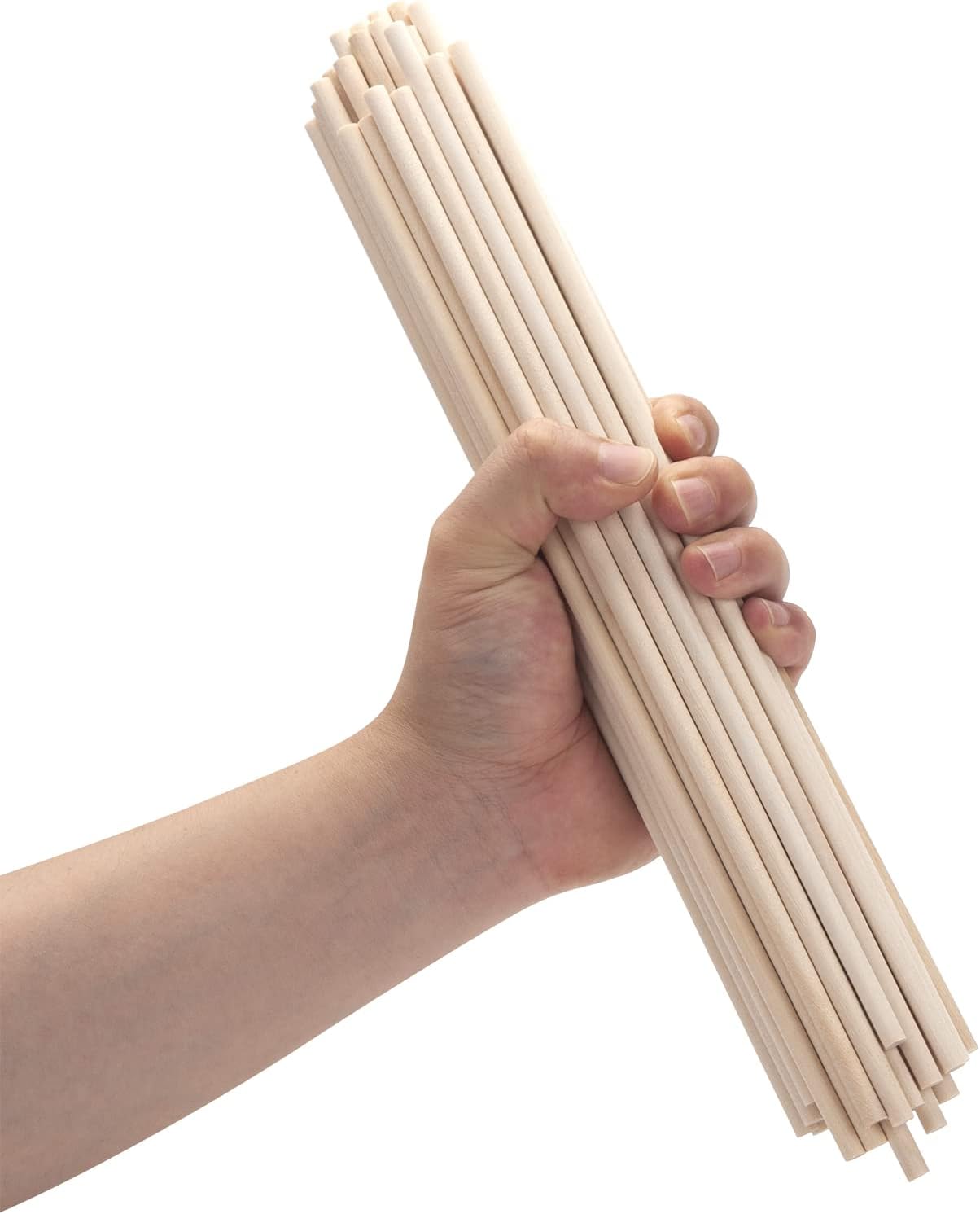 Wood Dowels Wooden Dowel Rods 1/4 x 12, 50 PCS Wooden Sticks for Crafts, Macrame Dowels, Unfinished Small Wood Sticks for Crafting, Lollipops and Tiered Cake, Photo Booth Props, Wedding Ribbon Wands