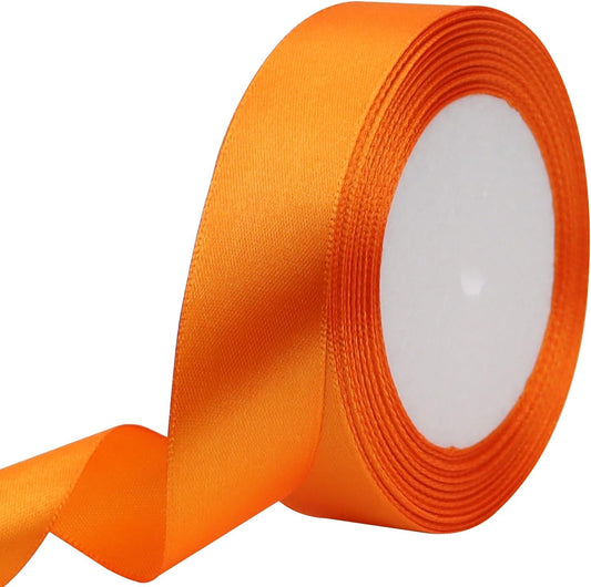 Orange Solid Satin Ribbon 1 Inch 25 Yards Solid Polyester Fabric Ribbon for Gift Wrapping Wedding Christmas Baby Shower Birthday Party Decoration Handmade Immortal Flower Craft