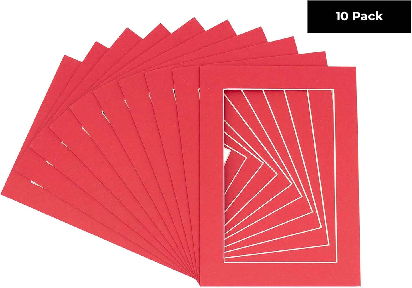 11x14 Mat for 8.5x11 Photo - Precut Deep Red Picture Matboard for Frames 11 x 14 Inches - Bevel Cut Matte to Display Art 8.5 x 11 Inches - Acid Free Pack of 10 MATS with Backing Boards & Clear Bags