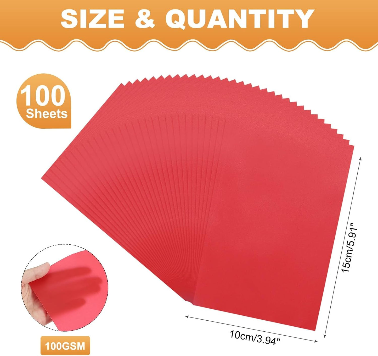 MECCANIXITY 100 Sheet Colored Vellum Paper 4" x 6", 100gsm Translucent Printable Vellum Sheets for Printing Wedding Invitations Inkjet Laser Printer, Red