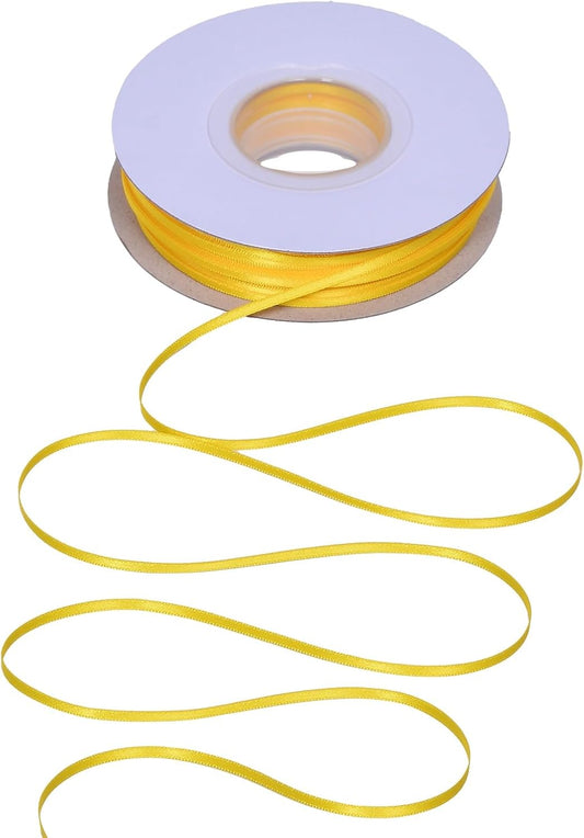 YAMA Yellow Double Faced Satin Ribbon 1/8 Inch 100 Yards Ribbon for Gift Wrapping Crafts Hair Bows Wedding Party Decoration