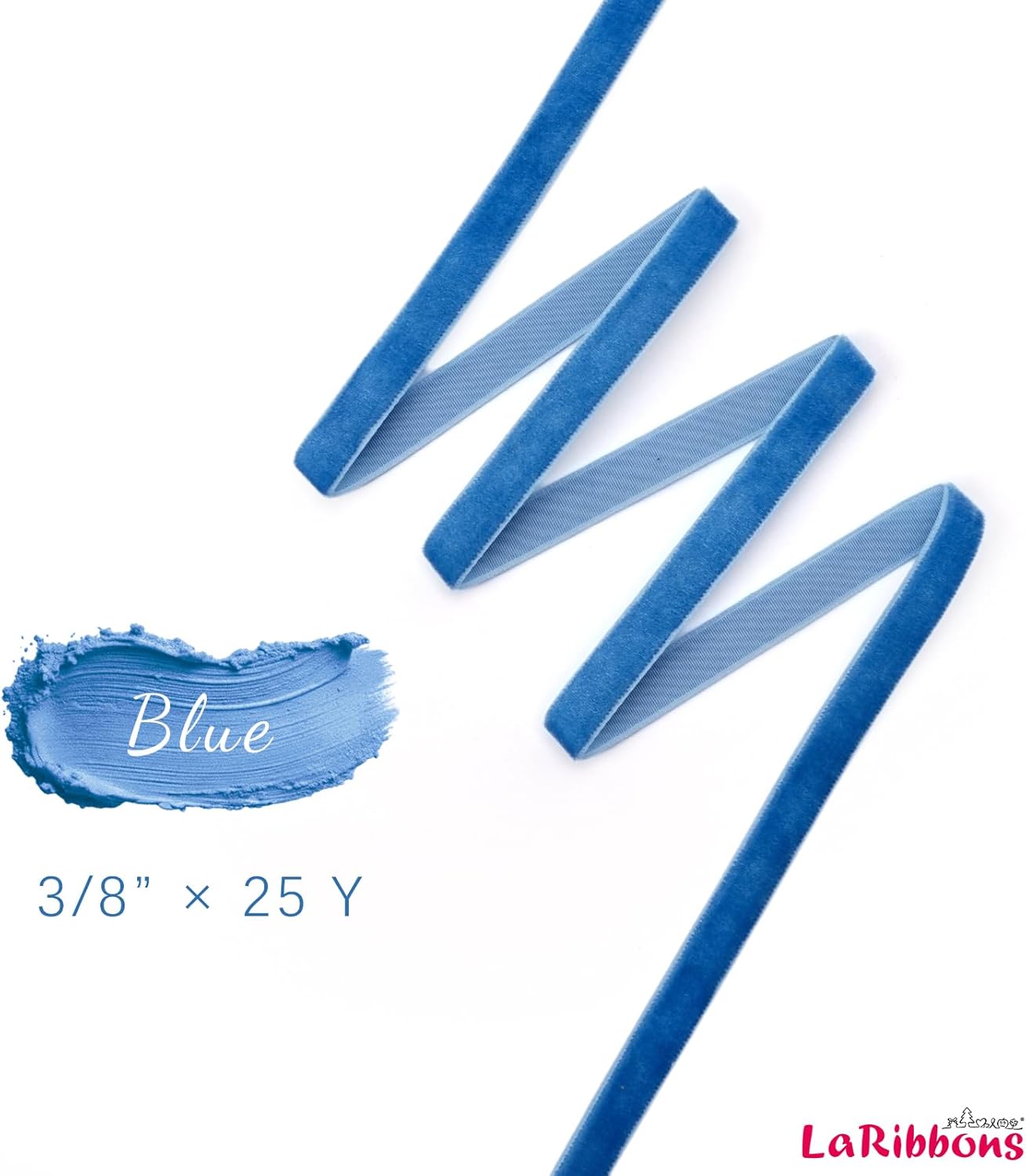 LaRibbons Thin Velvet Ribbon 3/8 Inch x 25 Yards, Dusty Blue Velvet Ribbon for Christmas Tree, Gift Wrapping, Wreath Bow, Outdoor Decoration