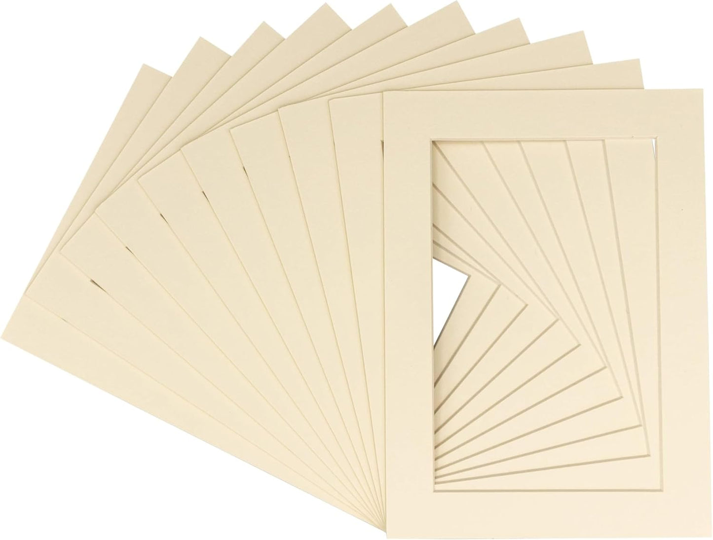 5x7 Mat for 8.5x11 Frame - Precut Mat Board Acid-Free Textured Cream 5x7 Photo Matte For a 8.5x11 Picture Frame, Premium Matboard for Family Photos, Show Kits, Art, Picture Framing, Pack of 25 Mats