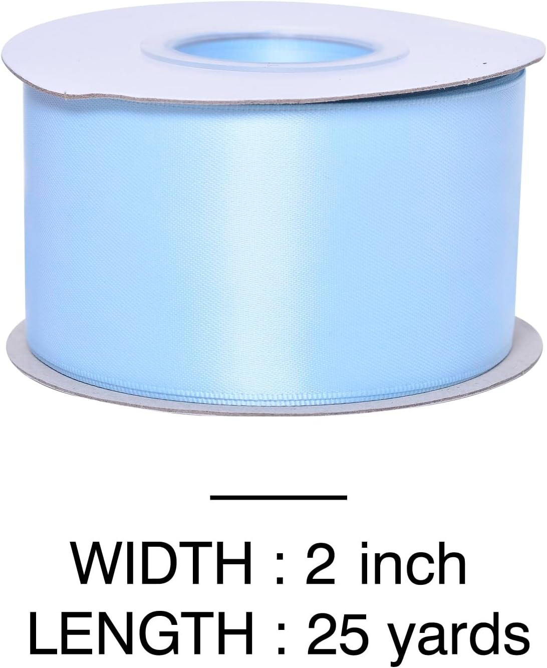 YAMA Light Blue Double Faced Satin Ribbon, 2 Inch 25 Yards, Great for Crafts Bows Flower Bouquet Wedding Home Decor Gift Wrapping