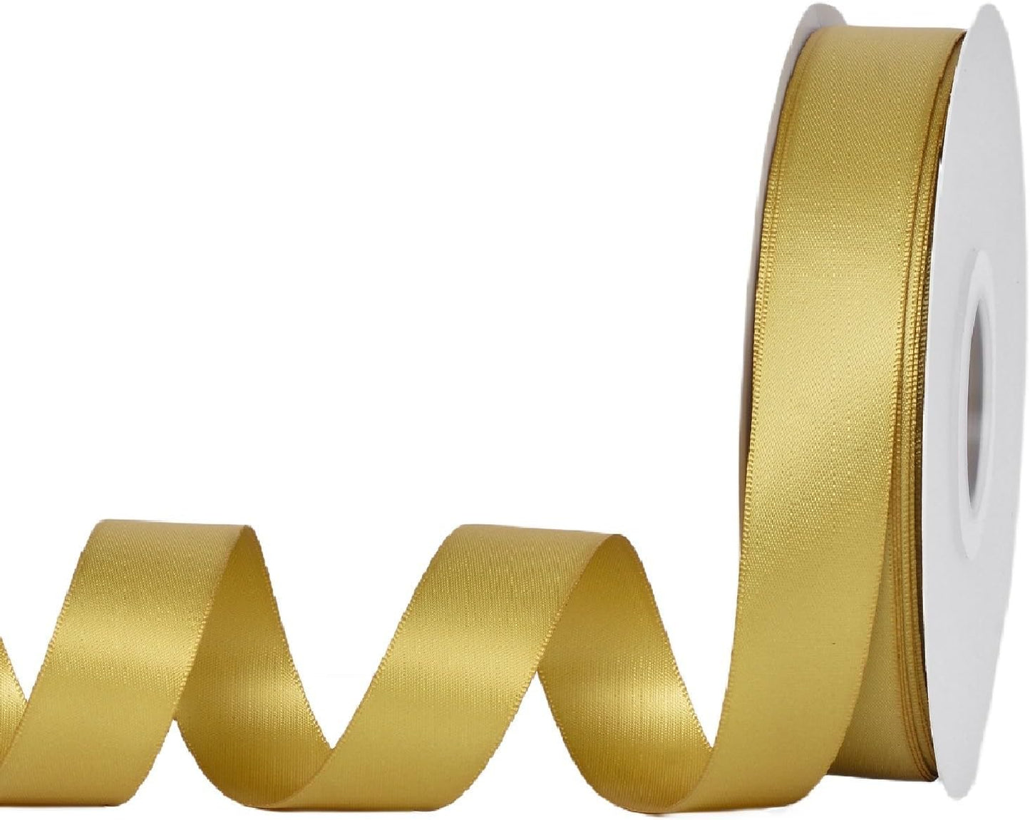 YAMA Gold Double Faced Satin Ribbon 1 Inch 25 Yards, Wide Gold Christmas Ribbon for Christmas Tree Gift Wrapping Crafts Party Decoration