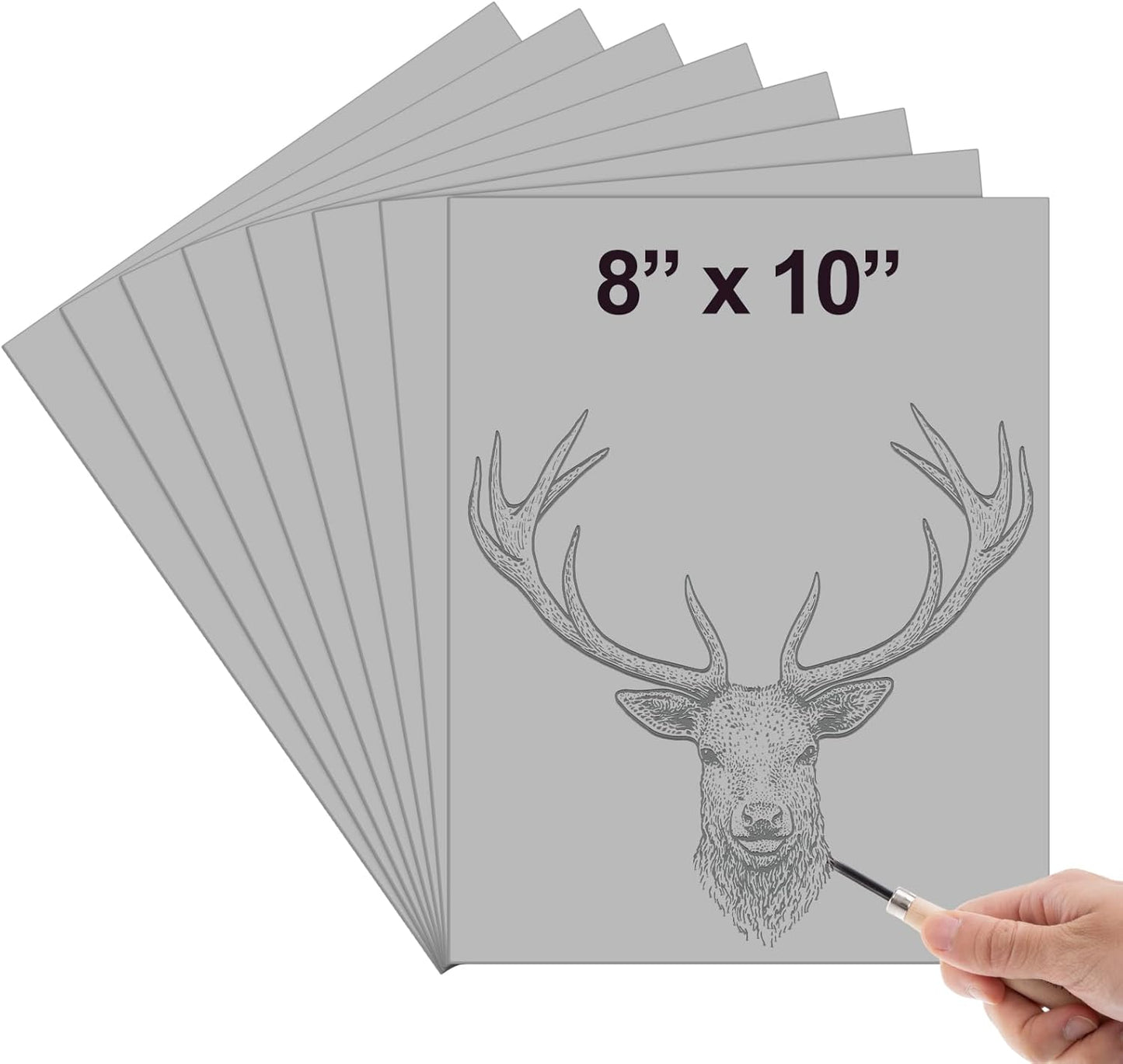 Yeaqee 12 Pcs Linoleum Block Rubber Carving Block Soft Linocut Blocks Large Linoleum Sheet Unmounted Lino Plates for Engraving Art Project Printmaking Artist Studio Supplies (8 x 10 Inch,Gray)