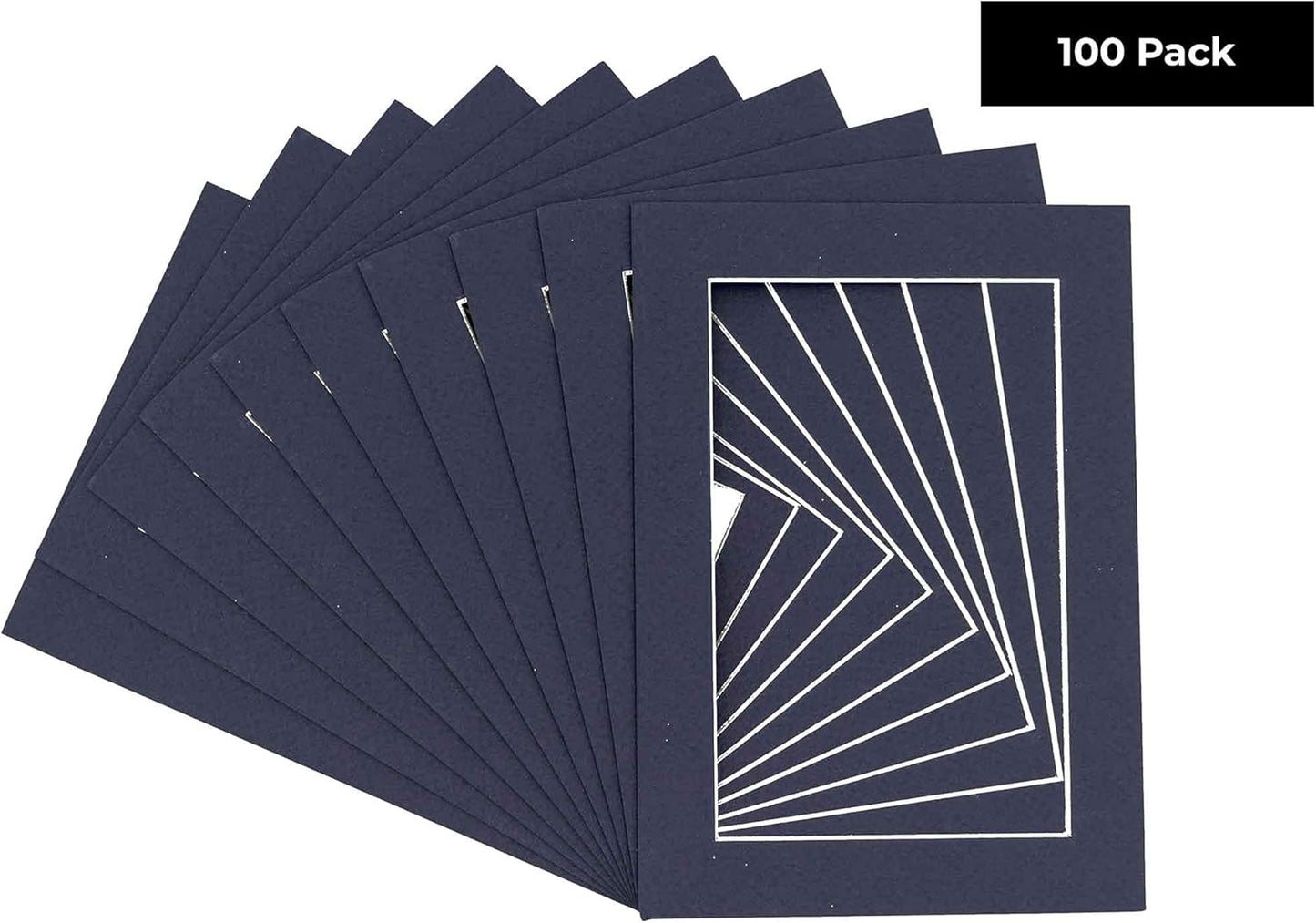 11x14 Mat for 8.5x11 Photo - Precut Navy Picture Matboard for Frames 11 x 14 Inches - Bevel Cut Matte to Display Art 8.5 x 11 Inches - Acid Free Pack of 100 MATS with Backing Boards & Clear Bags