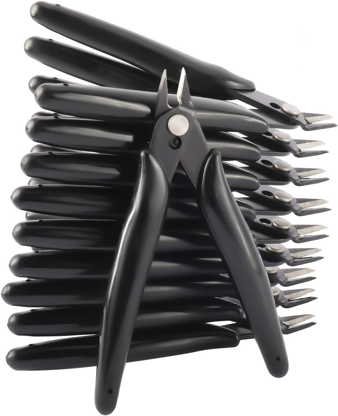 YaeCCC 10 Pack Wire Cutters Black Diagonal Cutting Pliers for Electronic, Model, Jewelry Making, 170 Flush Cutter 5 inch