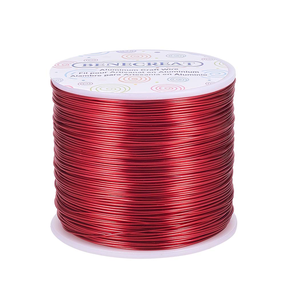 BENECREAT 20 Gauge Aluminum Wire - 770FT Anodized Colored Wire for Jewelry, Beading, Floral Crafts (FireBrick Red)