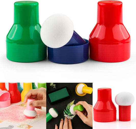 3PCS / Sets Ink Applicator with Storage Cases,Paper Pouncers for Direct Ink Application On Crafts Projects Easily,Inking Sponge for Stamp Ink Distressing, Blending Card Making Crafting Tools