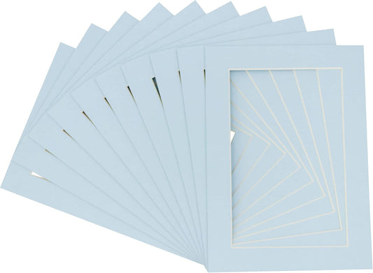 5x7 Mat for 8.5x11 Frame - Precut Mat Board Acid-Free Show Kit with Backing Board, and Clear Bags Baby Blue 5x7 Photo Matte Made to Fit a 8.5x11 Picture Frame Matboard for Framing, Pack of 25 Mats