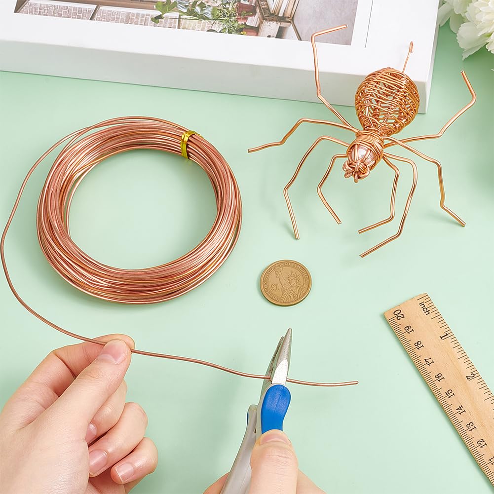 BENECREAT 32.81 Feet Solid Copper Wire, 14 Gauge Round Soft Pure Wire for Jewelry Making, Craft Gem Wrapping