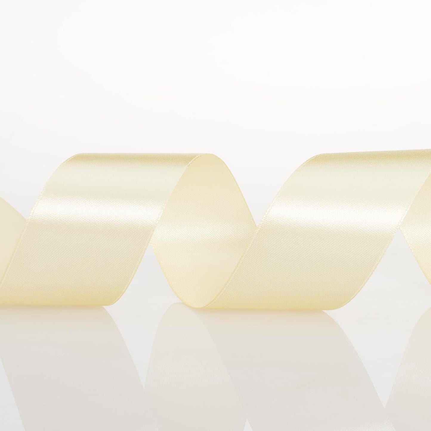 1 1/2 Inch Cream Yellow Solid Satin Ribbon, 50 Yards Craft Fabric Ribbon for Gift Wrapping Floral Bouquets Wedding Party Decoration