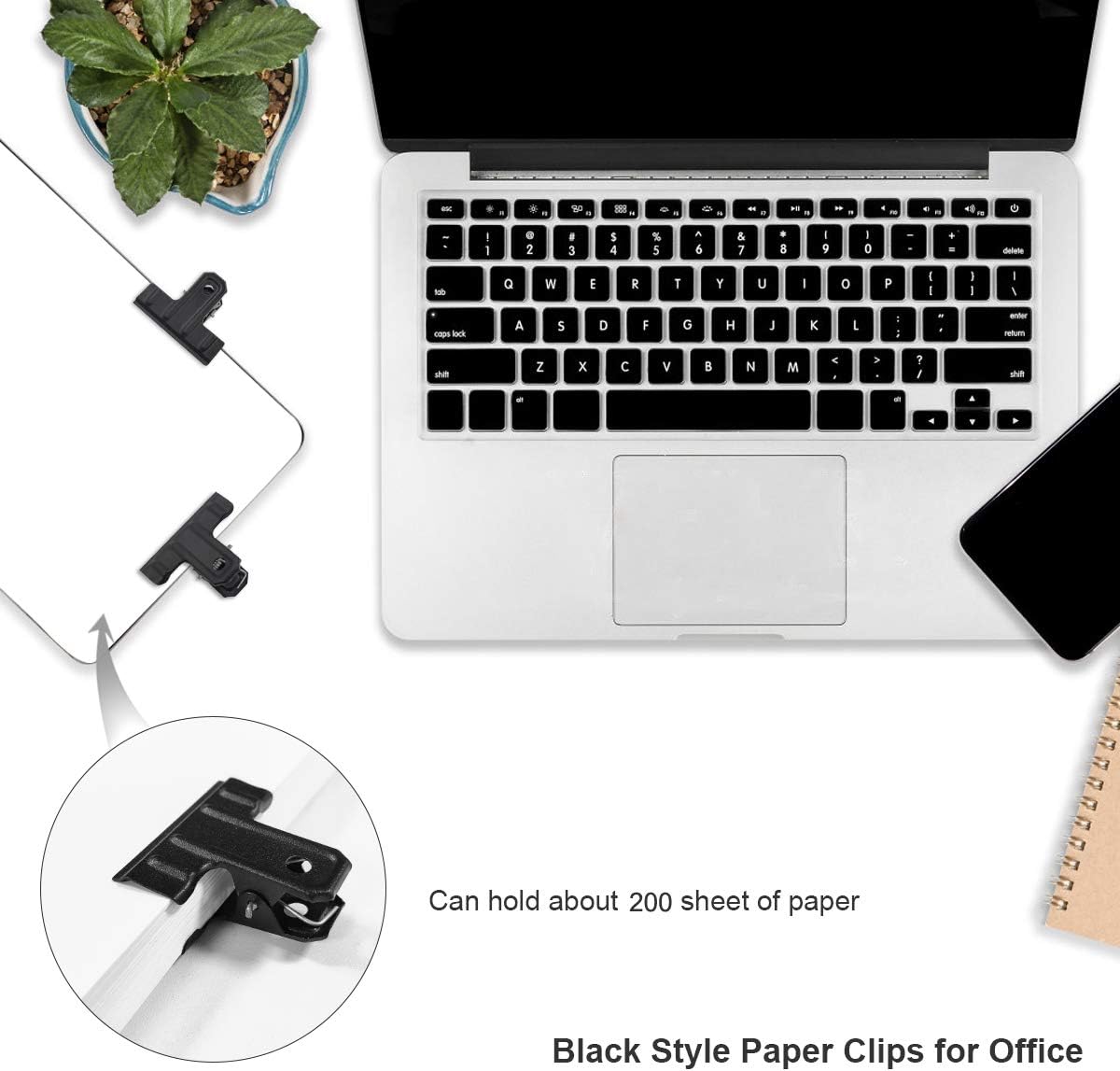 Coideal Black Large Bull Clips Thickened, 10 Pcs 3 Inch Long Metal Binder Paper Clip Clamps for Office Kitchen, Drawing Board, Art Crafts (77 mm)