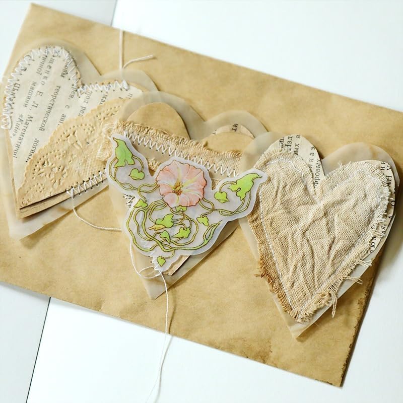 Vintage Vellum Stickers Floral Plants Elements Scrapbooking Supplies Flowers Botanic Natural Translucent Paper Self-Adhesive Junk-Journal Items (Retro Flowers)