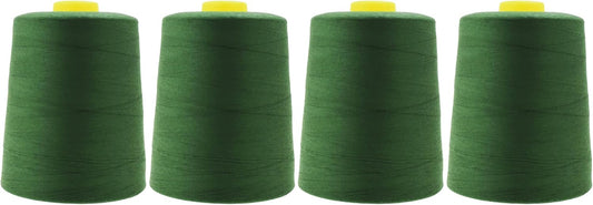 Mandala Crafts 4 Pack of Serger Threads Cones Spools - 20S/2 24000 Yards Polyester Hunter Green Threads for Sergers Machine and Overlock Quilting Sewing Machine