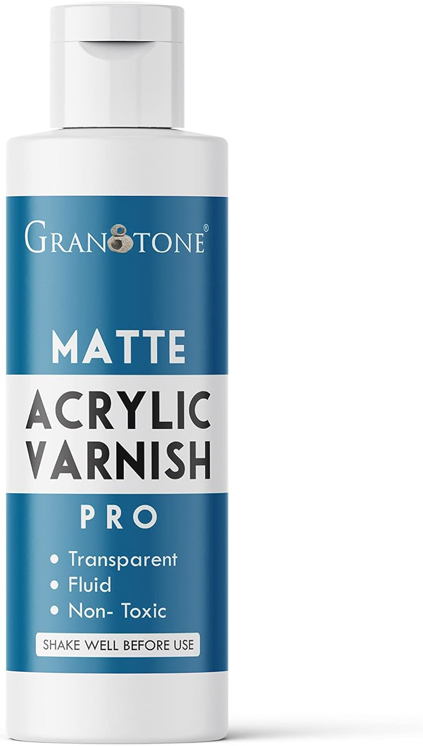 GRANOTONE Acrylic Artist's Varnish | Matte Finish | Non-Yellowing | Non-Toxic | Anti-Crazing Formula | for Pro Artists, Hobby Painters & Kids | Made in India | 200 ML (6.76 fl oz)