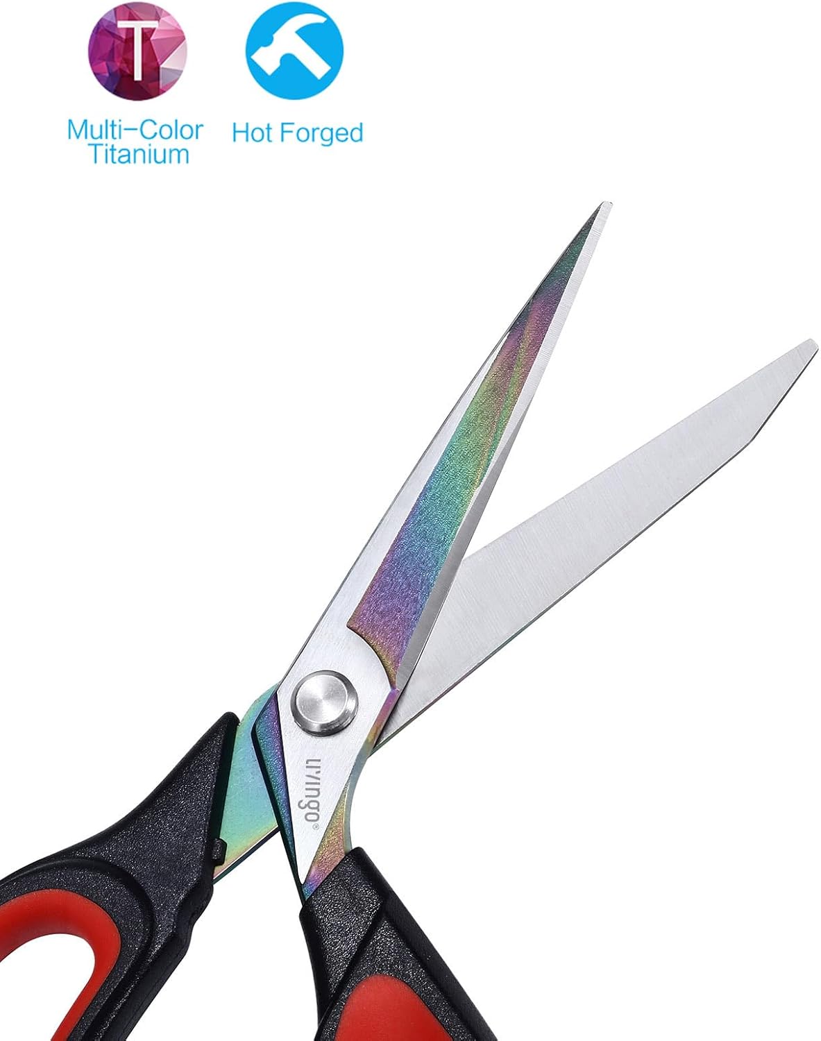 LIVINGO Fabric Scissors Heavy Duty - 9.5 Inches Professional Titanium Coated Forged Stainless Steel Sharp Bent Shears for Sewing Crafting Cutting Cloth, Felt, Leather, Paper