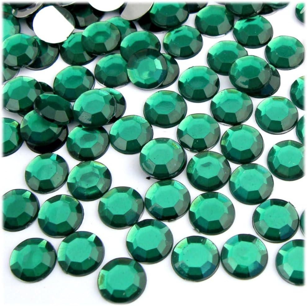 The Crafts Outlet 144pc Rhinestones Round 10mm - Flatback Emerald Green EGR