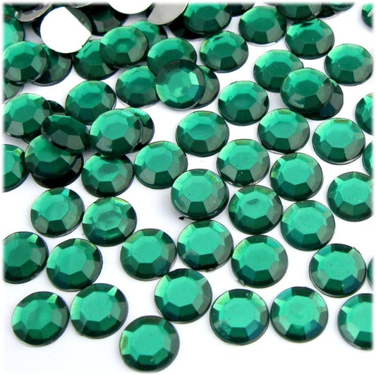 The Crafts Outlet 144pc Rhinestones Round 10mm - Flatback Emerald Green EGR