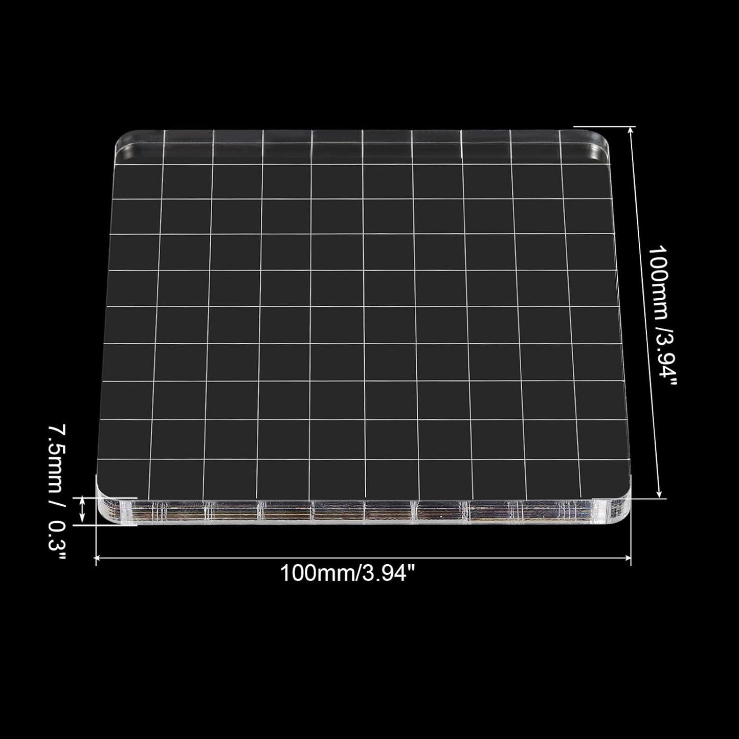 PATIKIL 4" x 4" Acrylic Stamp Block, 2 Pack Clear Stamping Block with Grid Lines Decorative Mounting Blocks Square for Scrapbooking DIY Crafts Card Making