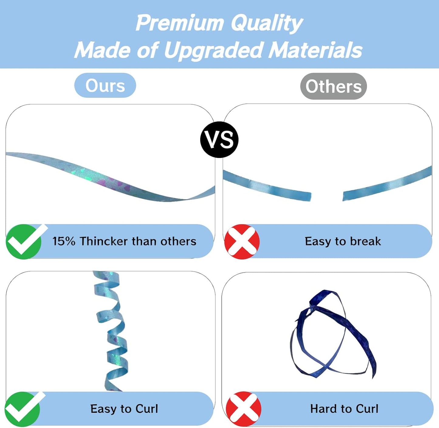 500 Yards Curling Ribbon Balloon String, Blue Christmas Curling Ribbons for Crafts Gift Wrapping, Baby Shower Graduation New Year Birthday Gifts Wedding Party Independence Day Decorations