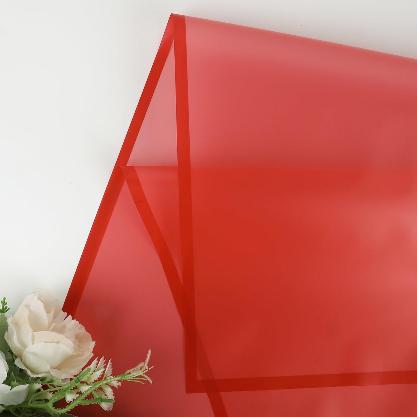 FUHITIM 20 Sheets Flower Wrapping Paper - Waterproof Floral Bouquet Packaging Paper for DIY Crafts，Florist Supplies Packaging Paper for Wedding Birthday Gift (Translucent Red)