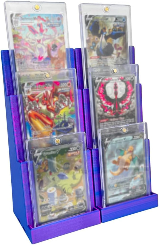 Magnetic Card Holder Stadium Displays - Purple Pink Blue (2 Pack), Compatible with Ultra Pro Protectors - Trading Card Holder - Card Stand - Sports Card Display (Galaxy Red)