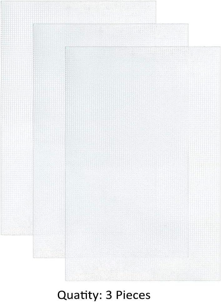 Pllieay 3 Pieces Big Size Mesh Plastic Canvas Sheets for Embroidery, Acrylic Yarn Crafting, Knit and Crochet Projects, 6 Count(19.6 X 13 inch)