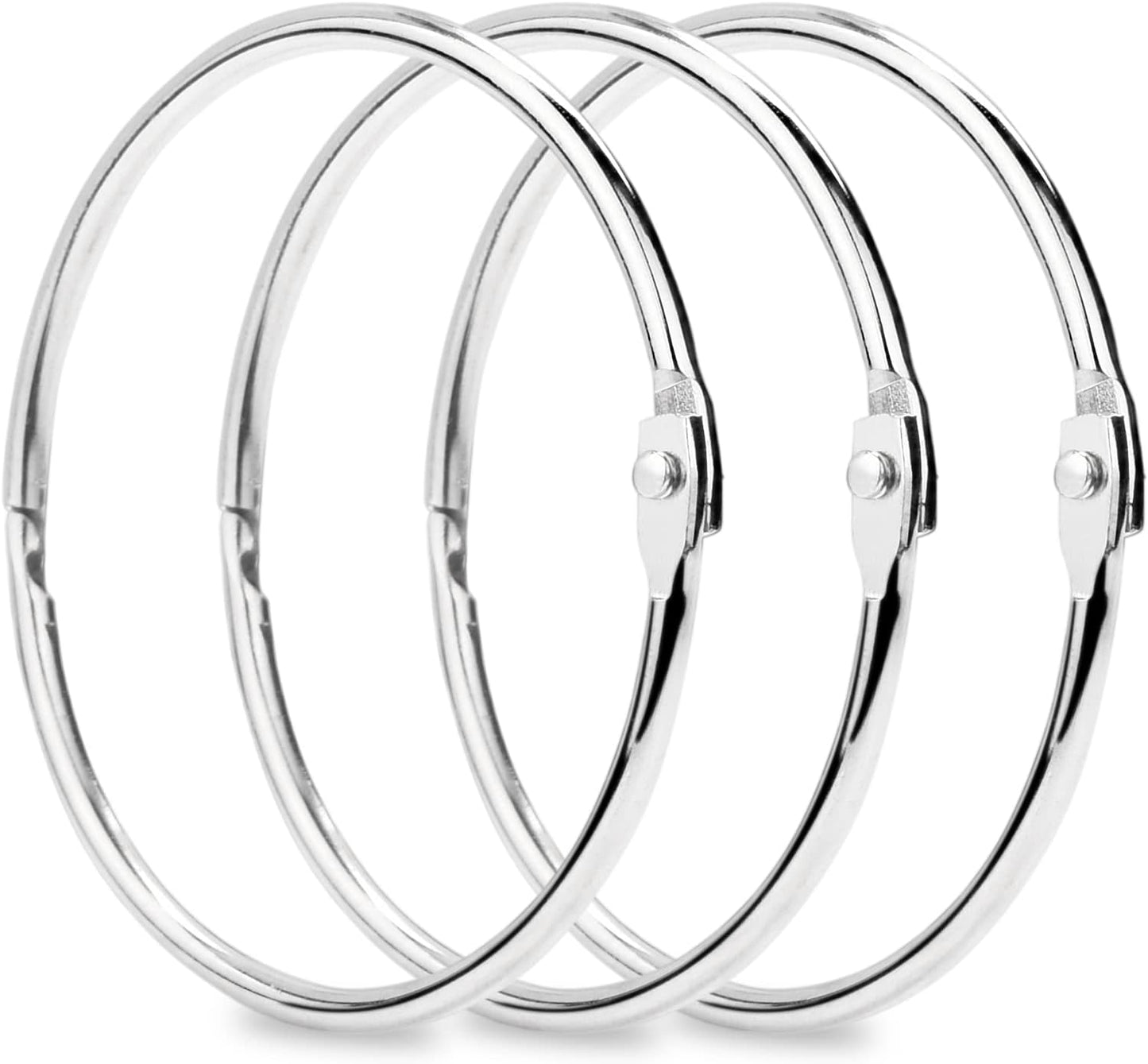 CooBigo 50 Pack Binder Rings, 2-1/2-Inch Metal Book Ring Holder for Loose Leaf, Index Cards, Flash Cards, Keychains - Silver