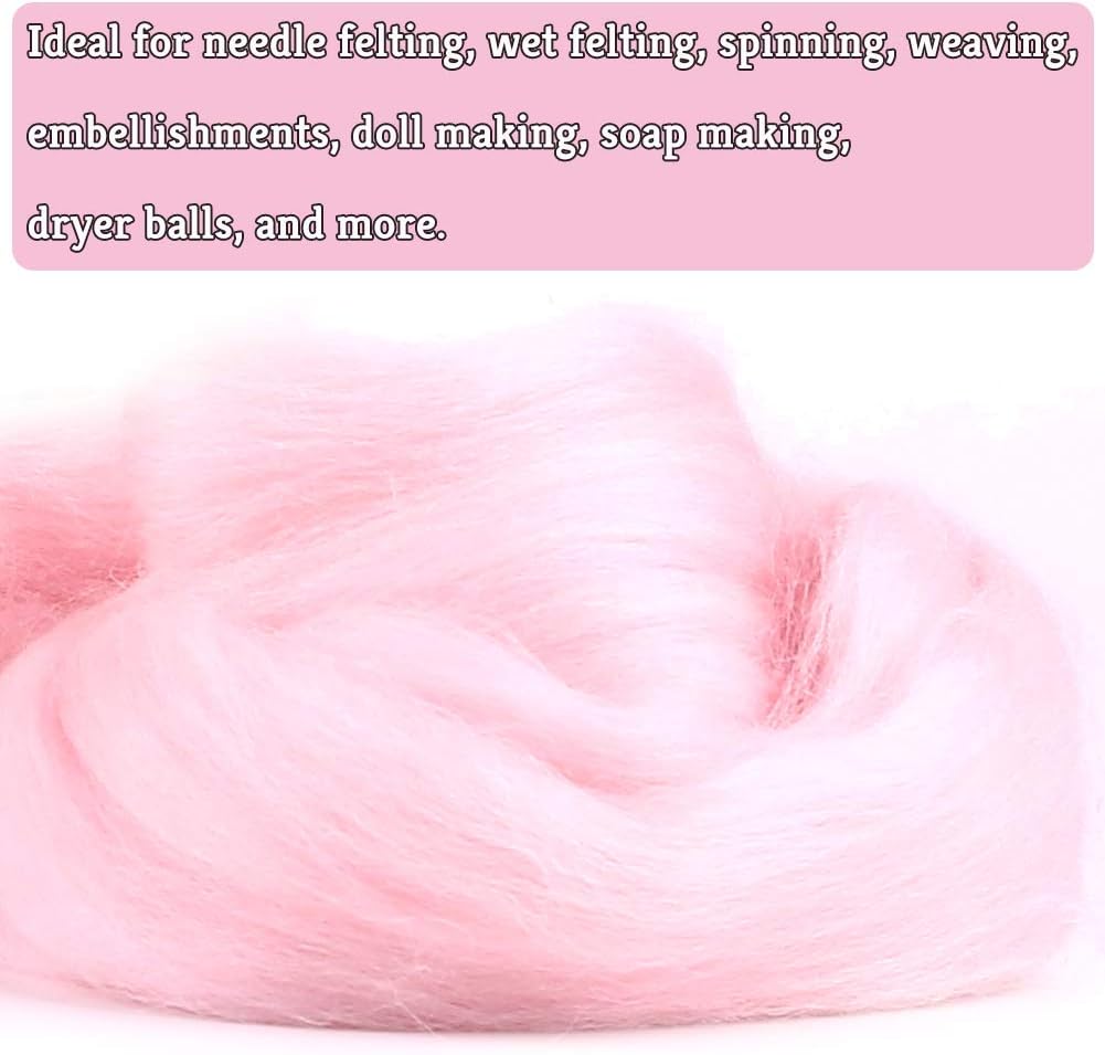 Wool Roving Bulk - 8.82oz Super Wool Chunky Yarn, Wool Roving Top for Needle Felting, Soft Felting Wool Supplies for Hand Spinning, Felting, Blending, Weaving and DIY Craft
