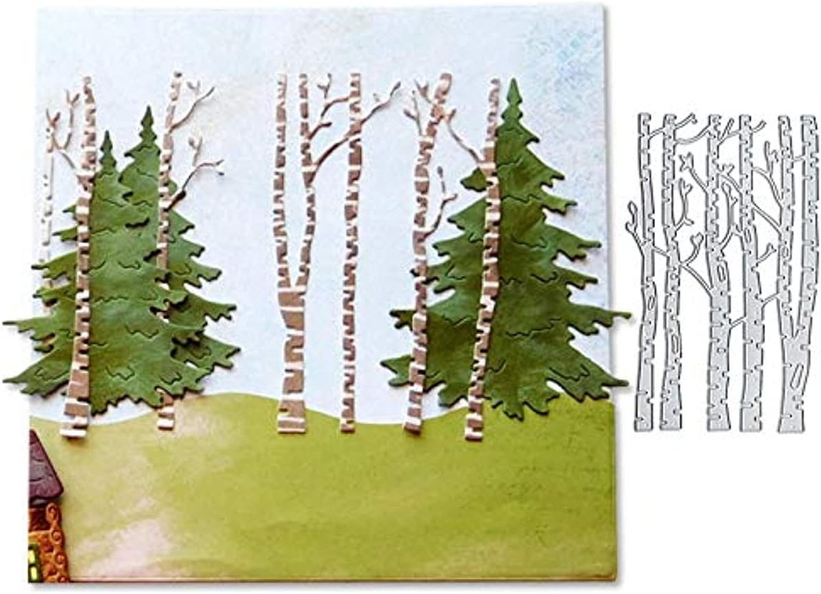 Lapoo Metal Cutting Die for Scrapbooking, 3D Backgrounds Frame New Cutting Dies DIY Album Card Making Decor Paper Craft Metal Die Cuts Party Wedding Decorations (Forest 3.6 x 6 in)