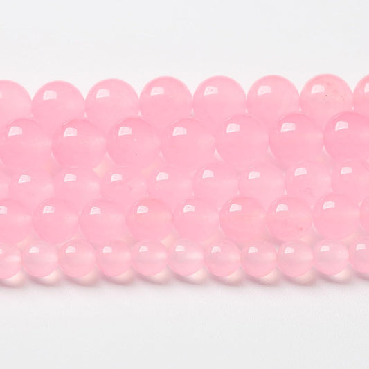 45pcs Natural Light Pink Chalcedony Stone Beads for Jewelry Making - Energy Healing Power Stone Beads - DIY Bracelet Necklace Accessories - 15" (8mm, Light Pink Chalcedony)