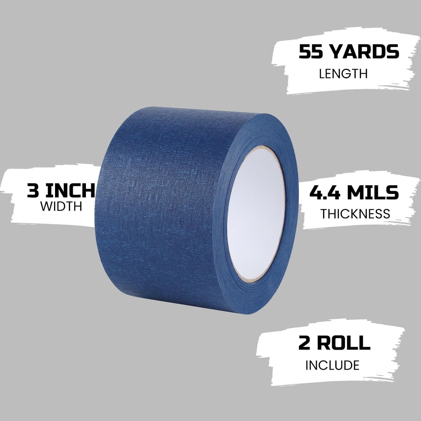 Lichamp Wide Masking Tape 3 inches, 2 Packs Blue Painters Tape Blue Masking Paper, 3 inches x 55 Yards x 2 Roll