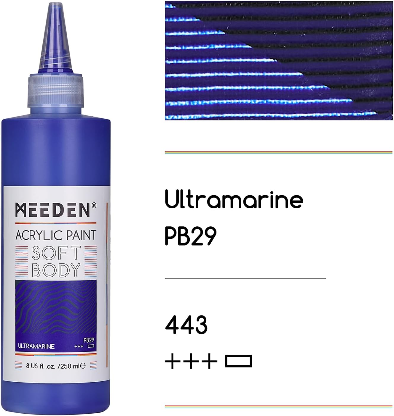 MEEDEN Soft Body Acrylic Paint: Ultramarine Blue Matte Finish - 250ml/8.45oz Bulk Acrylic Colors in Ergonomic Bottle - Fluid Flow Art Paints for Artists Canvas Painting
